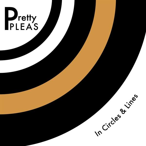 Kreisförmiges Design mit schwarzen, weißen und goldenen Linien und dem Wort 'Pretty Please'.