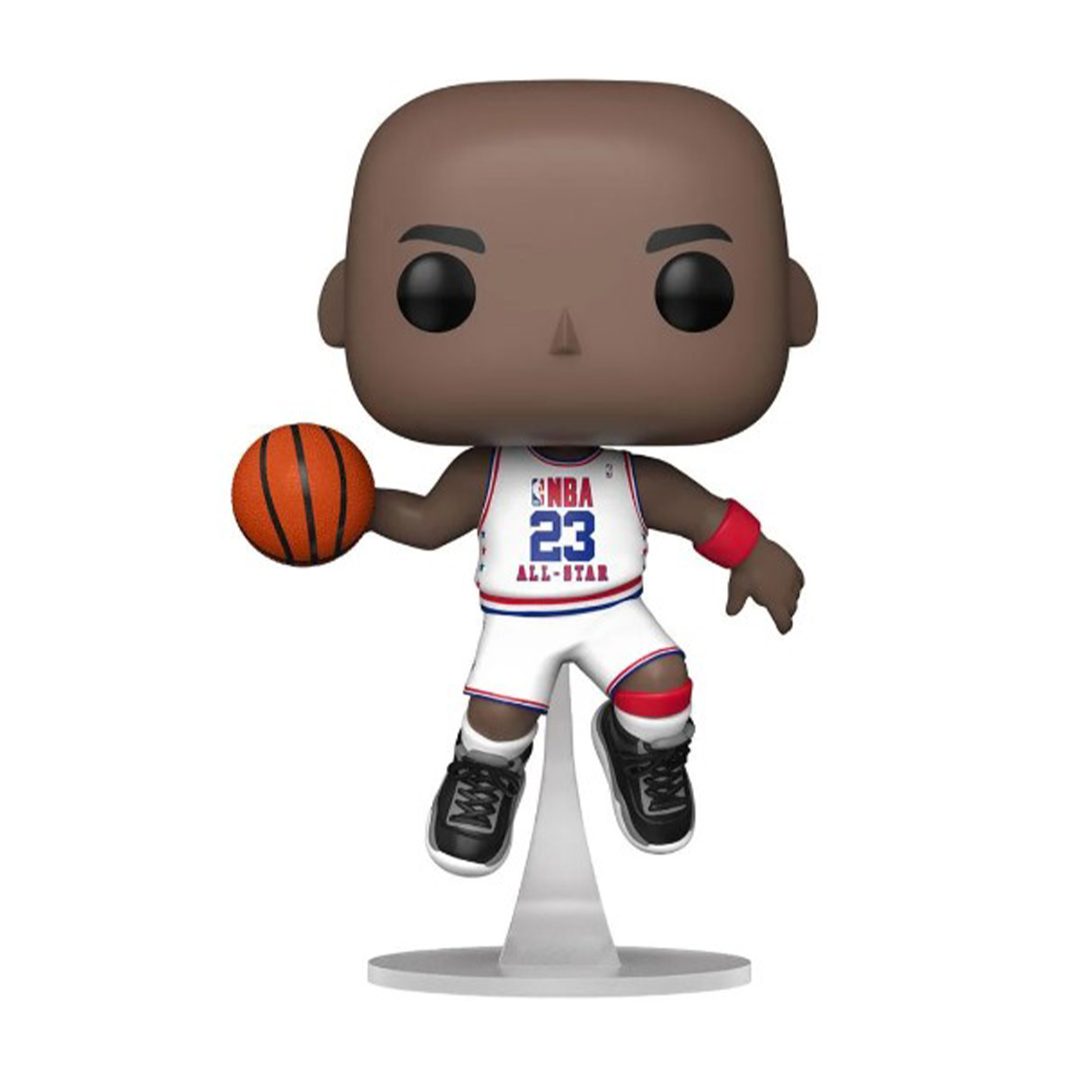 Figura Funko Pop di Michael Jordan in uniforme NBA All-Star con un pallone da basket.