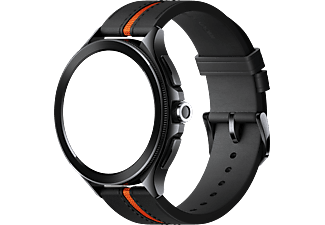 XIAOMI Watch 2/Watch 2 Pro/Watch S3 bőr okosóra szíj, fekete-narancssárga (BHR7213GL)