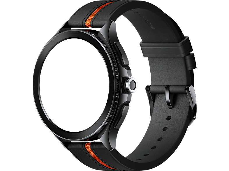 XIAOMI Watch 2/Watch 2 Pro/Watch S3 bőr okosóra szíj, fekete-narancssárga (BHR7213GL)