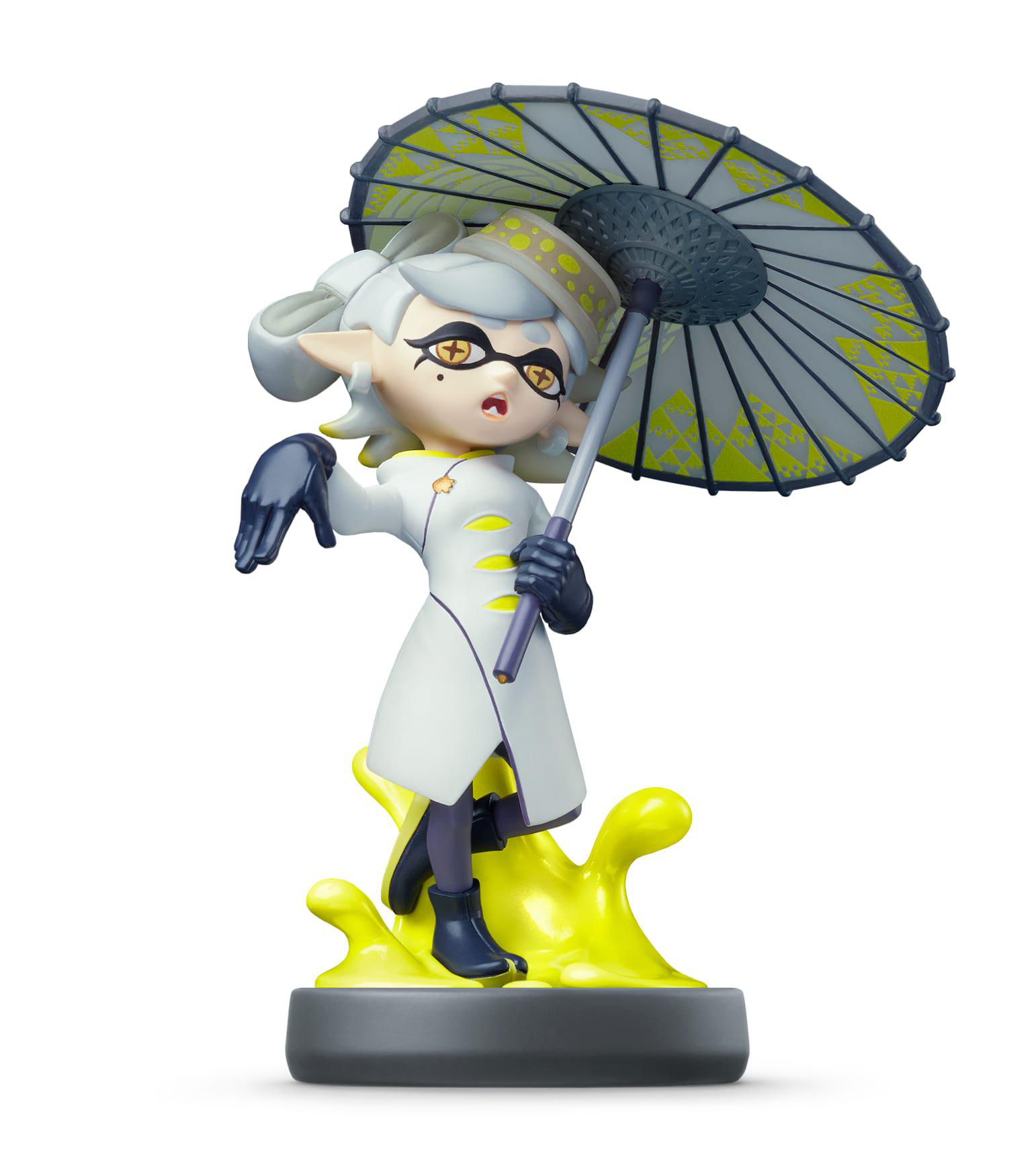 Eine Figur von Marie aus Splatoon, die einen Regenschirm hält.