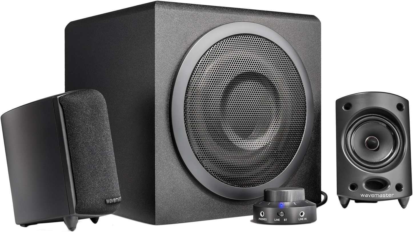 WAVEMASTER MOODY BT 2.1 hangszórórendszer, 2x15W + 35W mélynyomó, Bluetooth, RCA bemenet, fekete (66206)