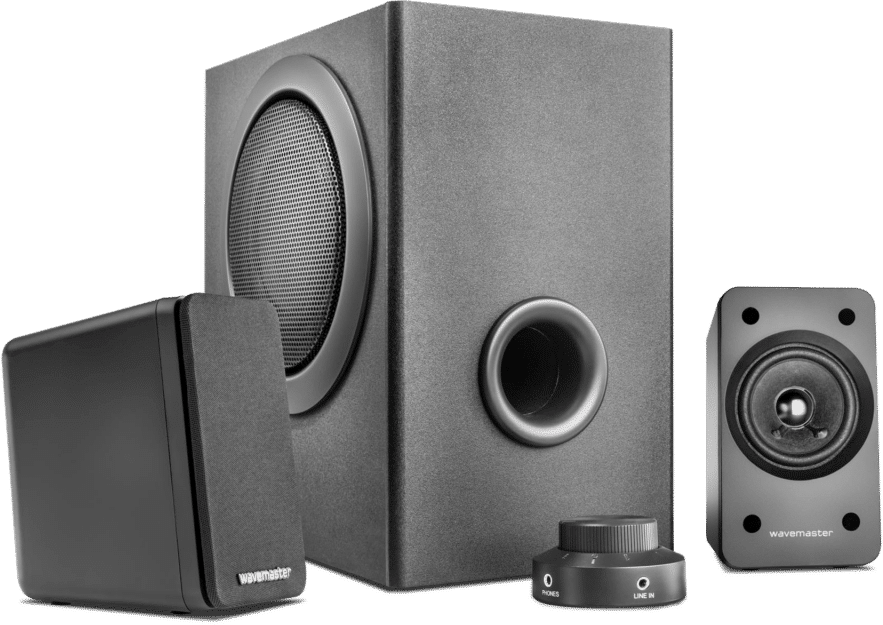 WAVEMASTER MX3+ 2.1 hangszórórendszer, 2x10W + 30W mélynyomó, RCA bemenet, fekete (66503)