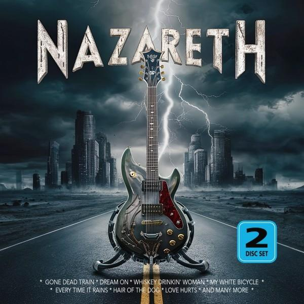 Albumcover mit Gitarre, Skyline und dem Wort 'NAZARETH'.