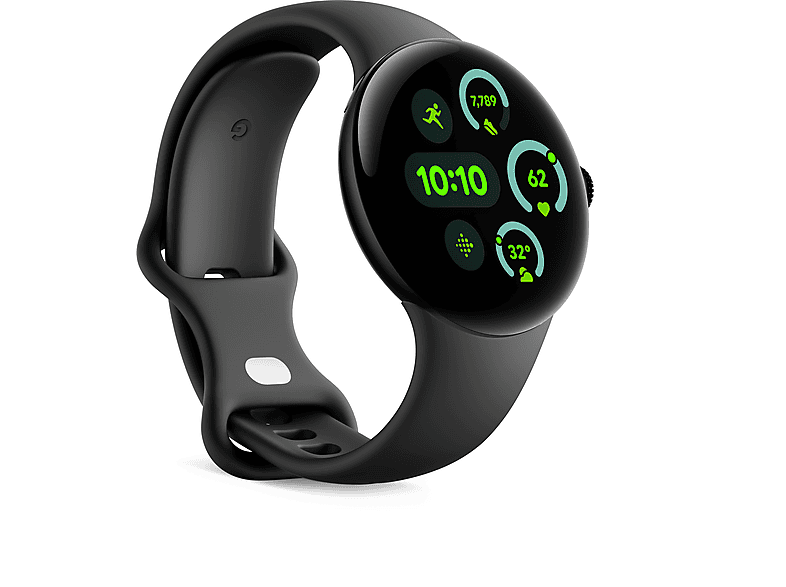 GOOGLE Pixel Watch 3 (Wi-Fi) 41 mm, Smartwatch Aluminium Fluorelastomer, 130–175 165–210 Obsidian