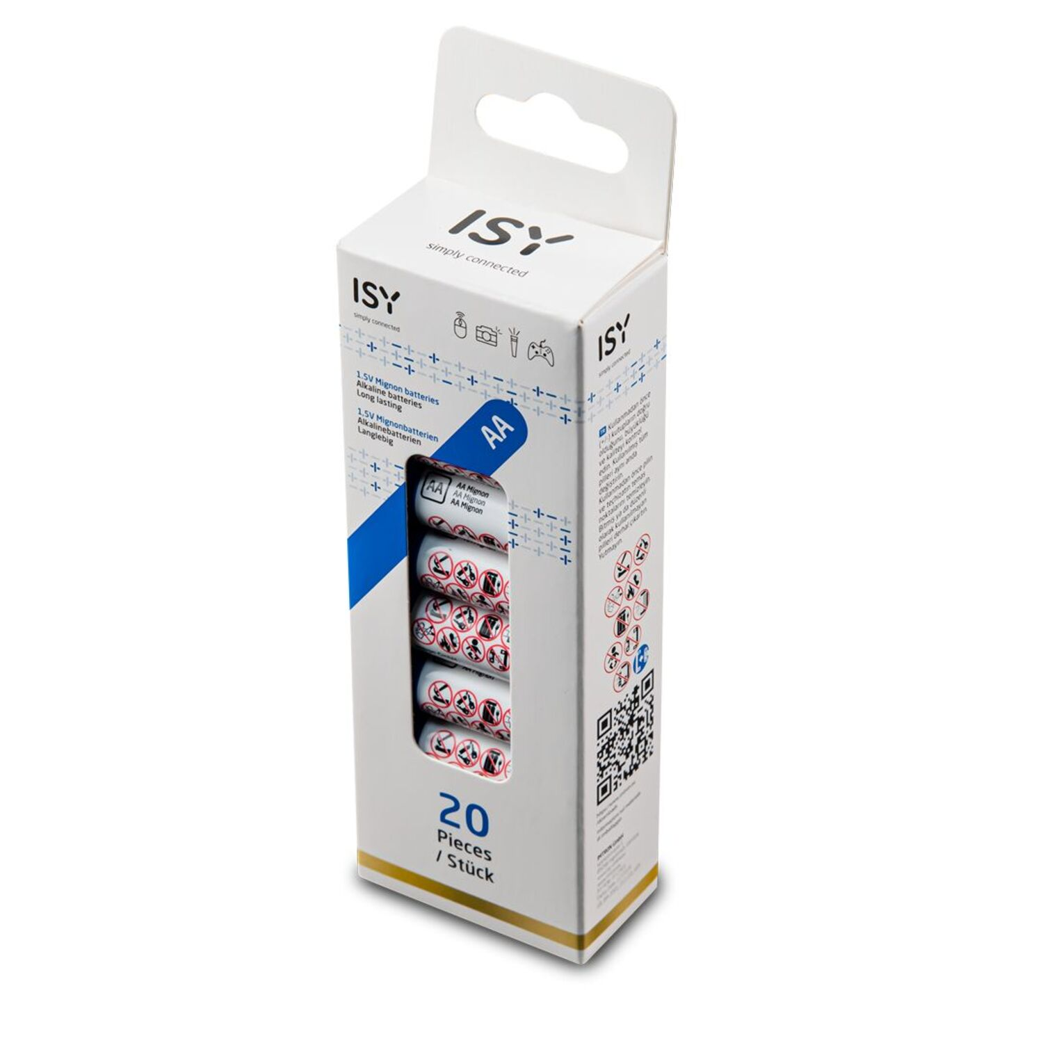 A box of AA batteries with a label on the side.