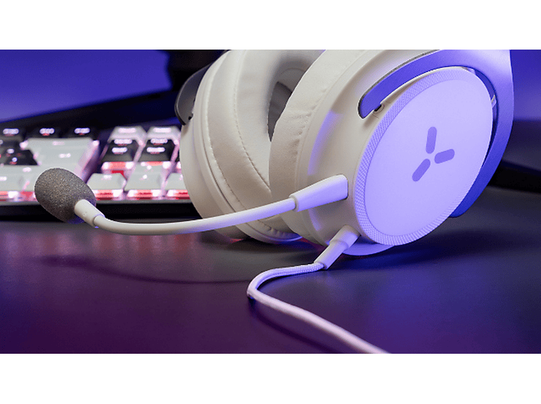 Auriculares gaming - ISY IGH 2000-WT, Compatible con multiplataformas, Con cable, micrófono desmontable, Blanco – imagen 3