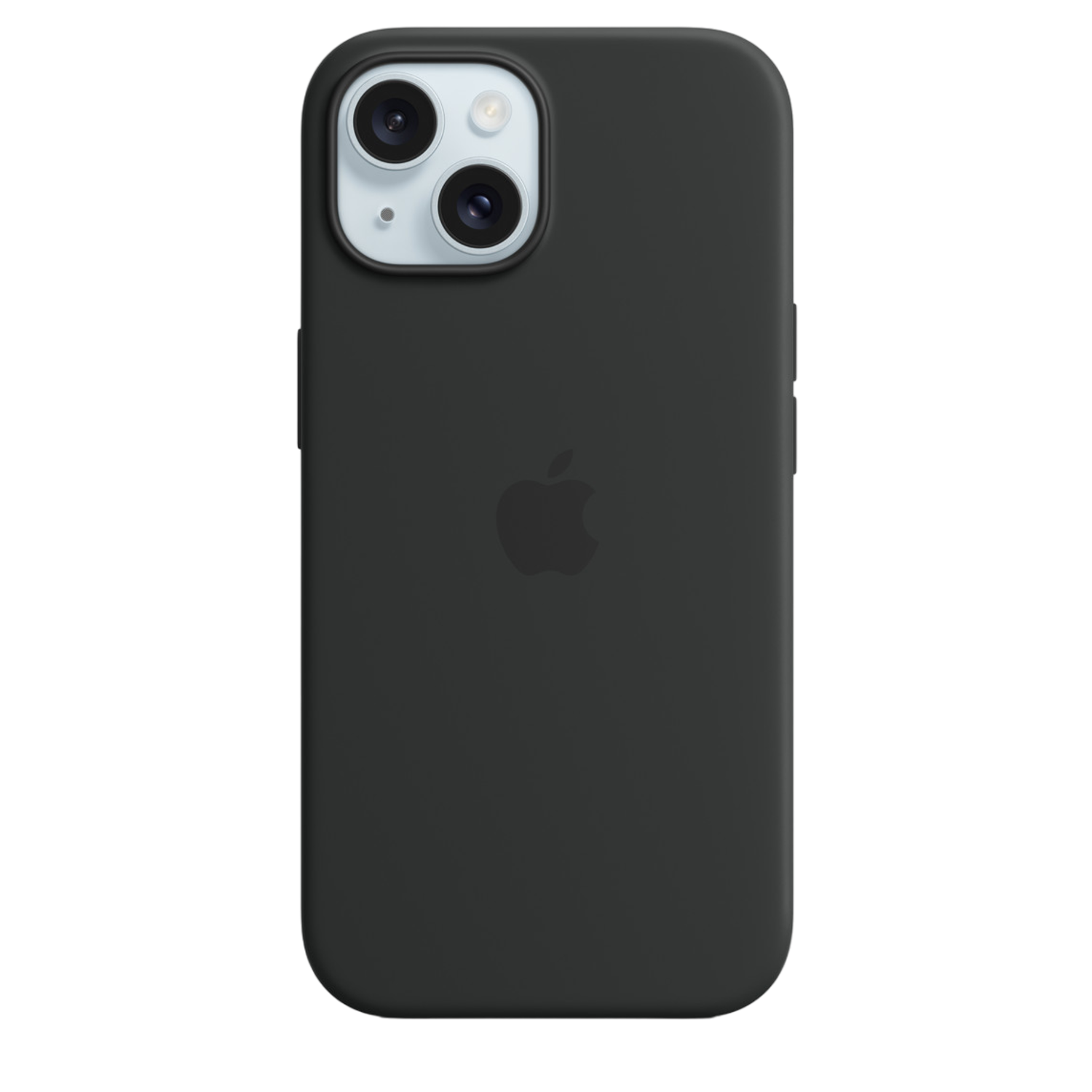 Zwarte iPhone hoes met Apple logo en cameralenzen.