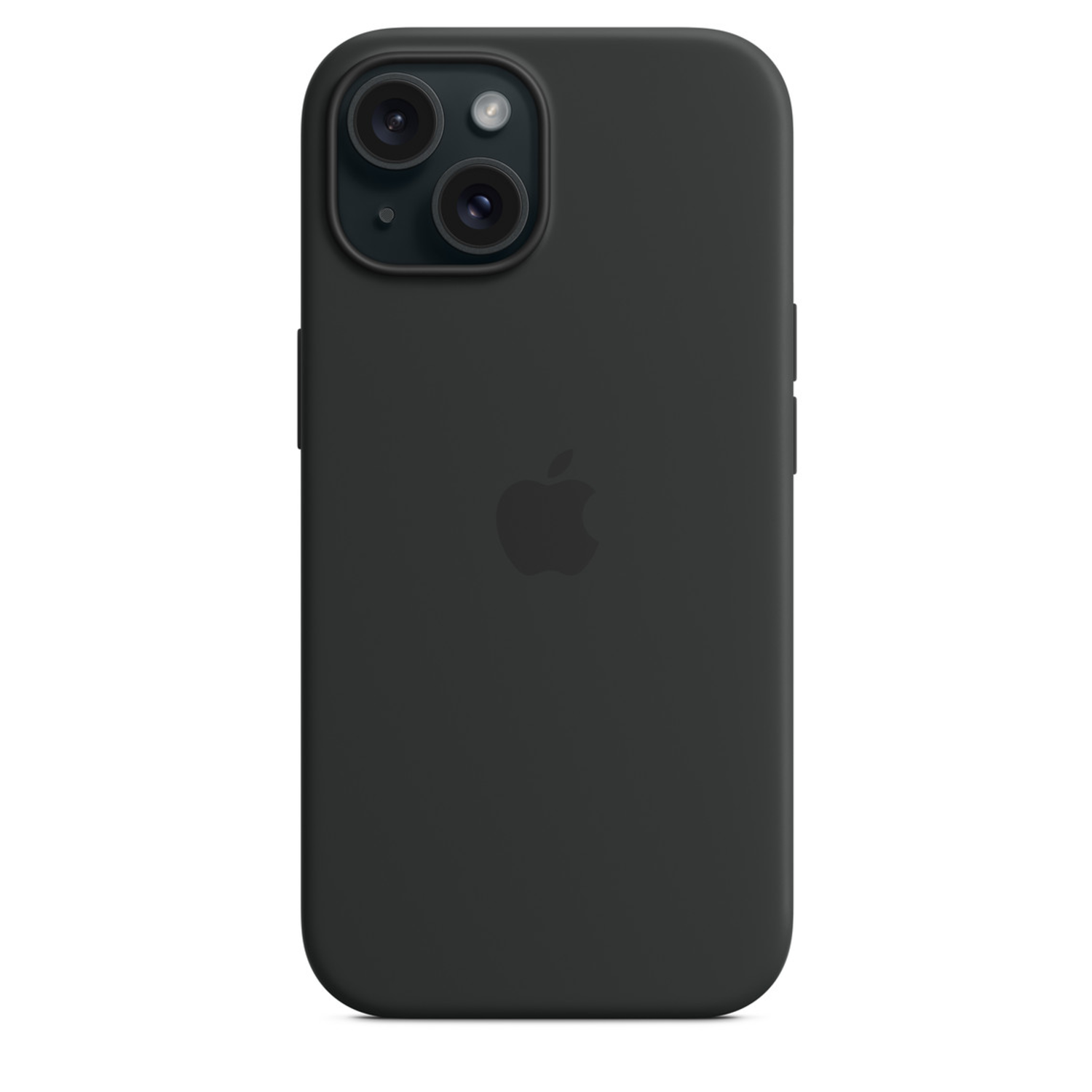 Zwarte telefoonhoes met het Apple-logo.