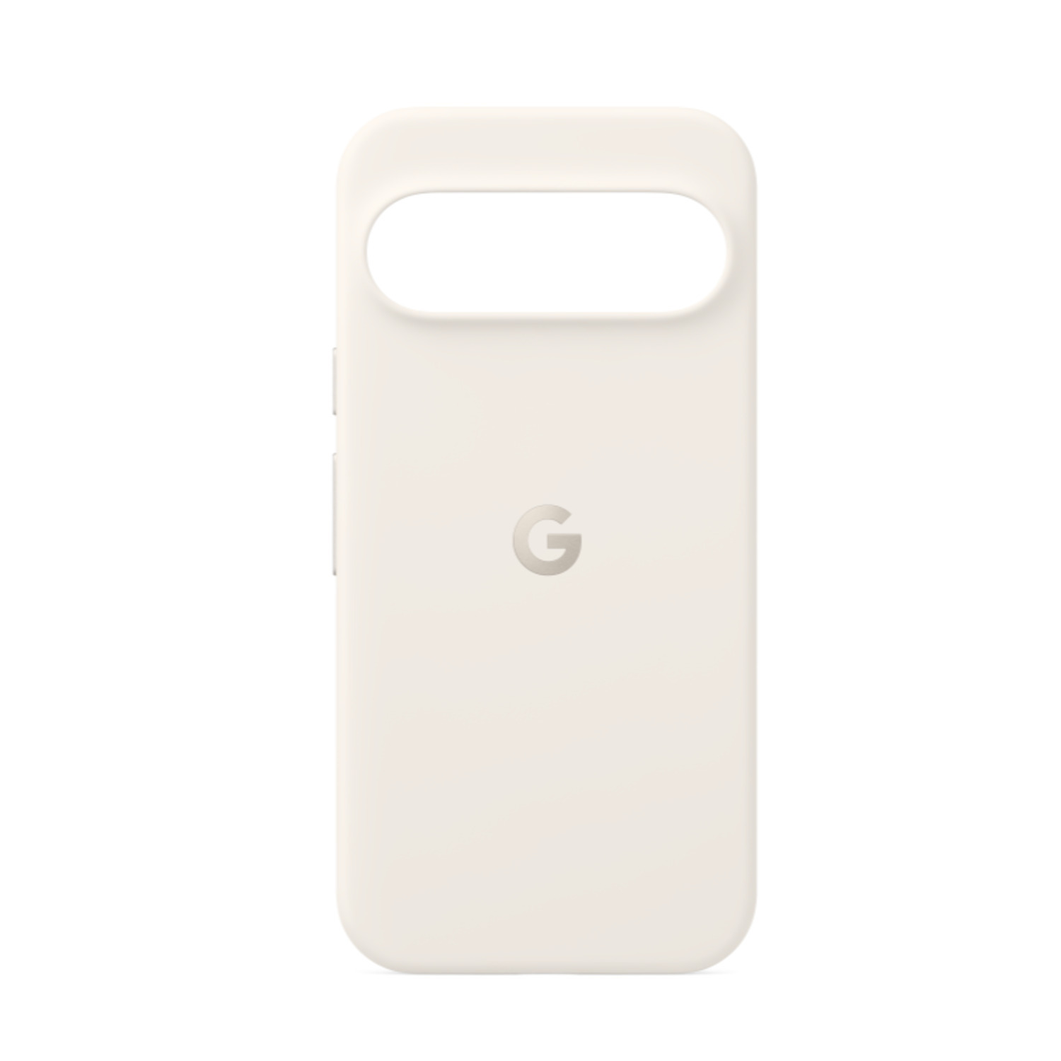 Une coque de téléphone blanche avec une découpe pour l'appareil photo et le logo Google.