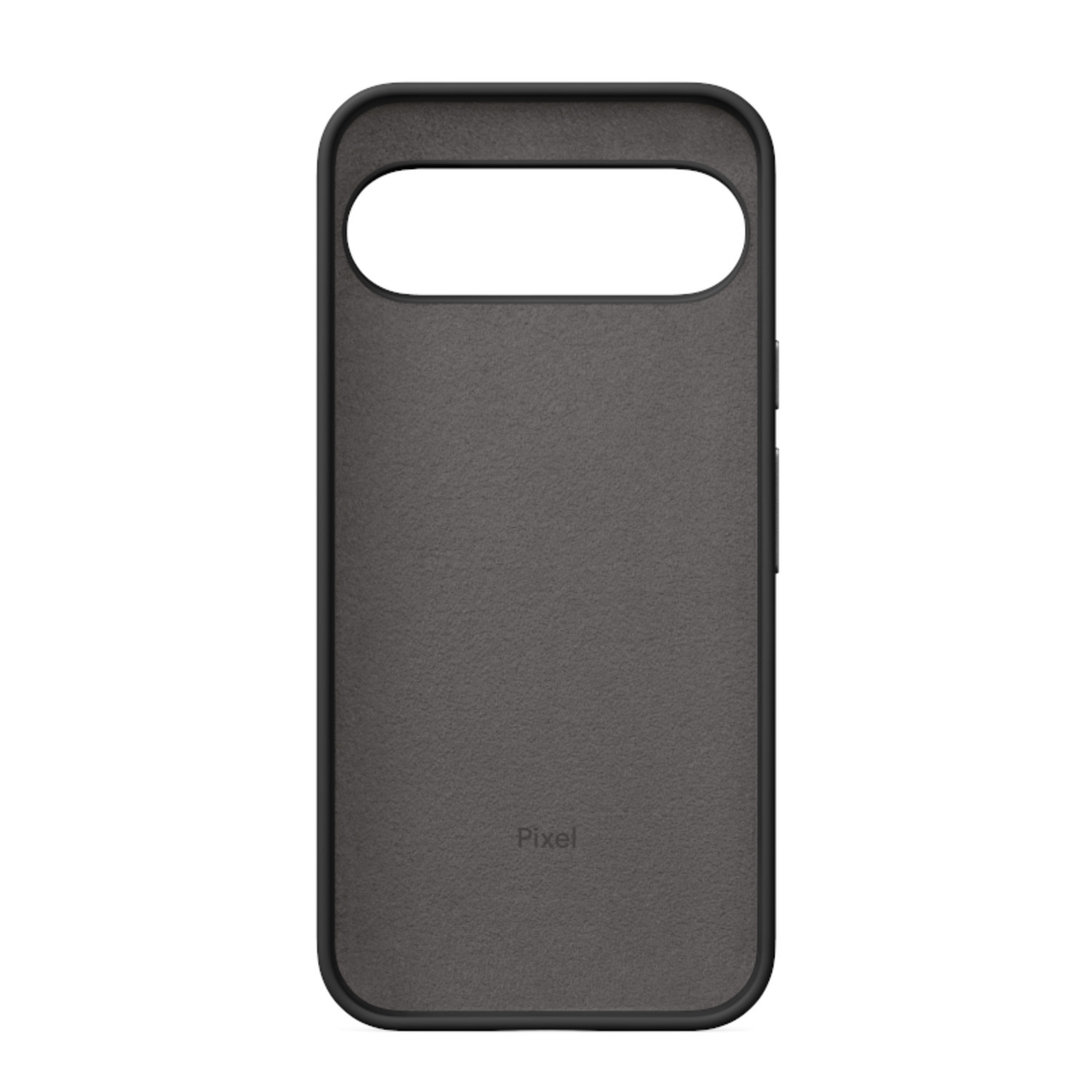 Coque de téléphone noire, marque Pixel, avec découpe pour l'appareil photo.