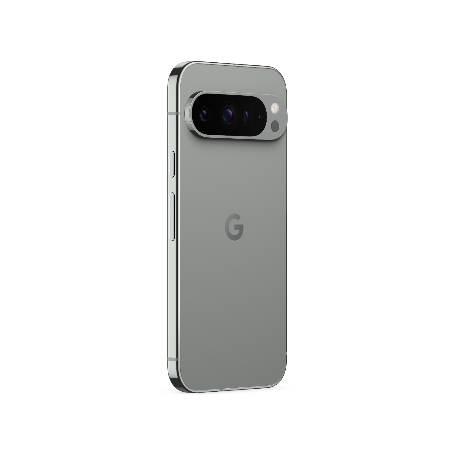 Grijze Google Pixel 7 telefoon met camerabalk aan de achterkant.