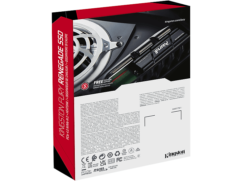 KINGSTON 2TB SSD Festplatte FurY Renegade mit Heatsink, Intern, R7300/W7000, PCIe 4.0 x4 NVMe, Schwarz — Foto 4 von 5