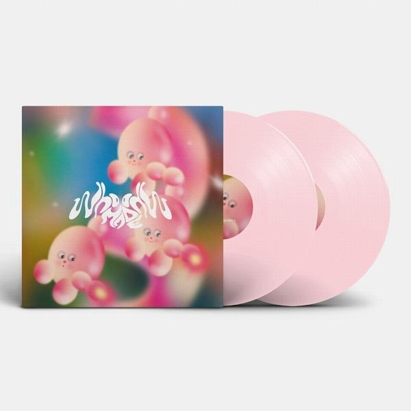 Rosa Vinyl-Schallplatten mit einem Cover mit rosa Oktopus-Figuren und dem Titel "Whysom".
