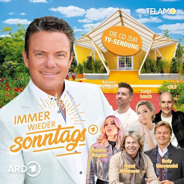 Albumcover: Immer Wieder Sonntags, mit mehreren Personen und einer gelben Hausillustration.