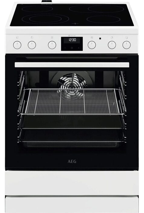 AEG CCB6440CBW Kerámia tűzhely, AirFry, Multi 8, 72 l, sütővilágítás, sütősín, grill, digitális programóra, teleszkópos sütősín