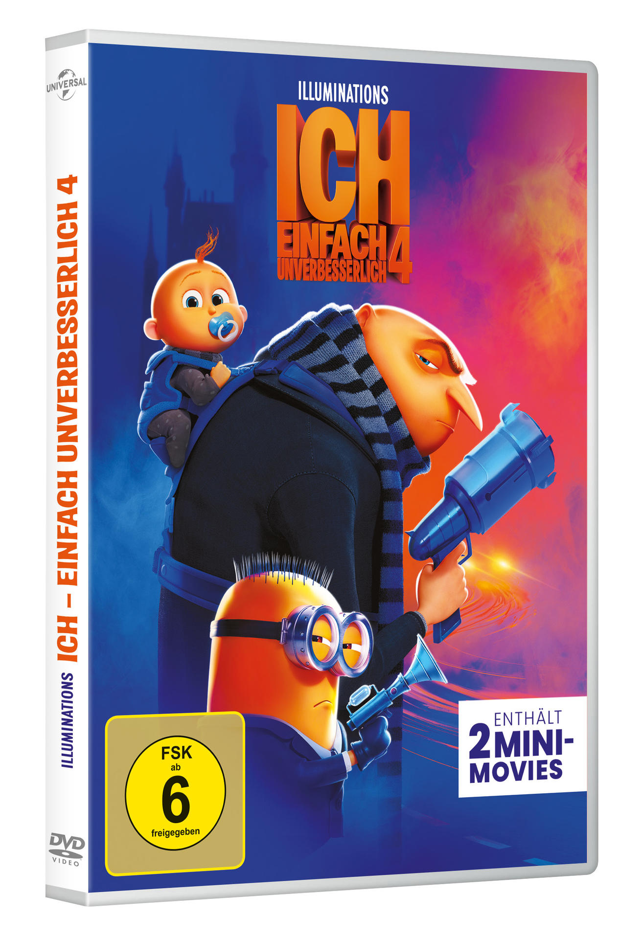 DVD-Hülle für den Film 'Ich - Einfach unverbesserlich 4'. Gru und ein Minion sind auf dem Cover.