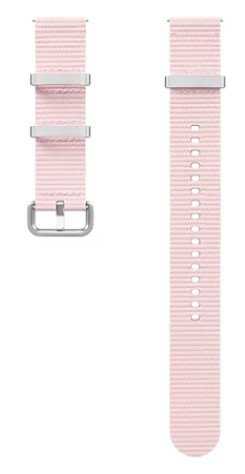 Dwa jasnoróżowe paski do zegarka ze sprzączkami i uchwytami ze stali nierdzewnej.