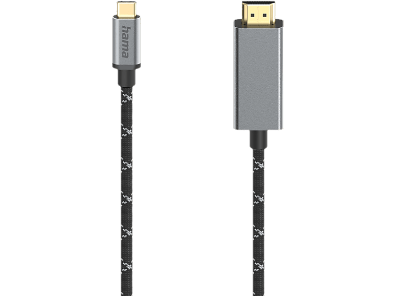 HAMA 200509 USB-C auf HDMI Kabel, Silber/Schwarz