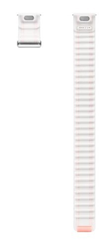 Biały pasek do zegarka z różowym akcentem.
