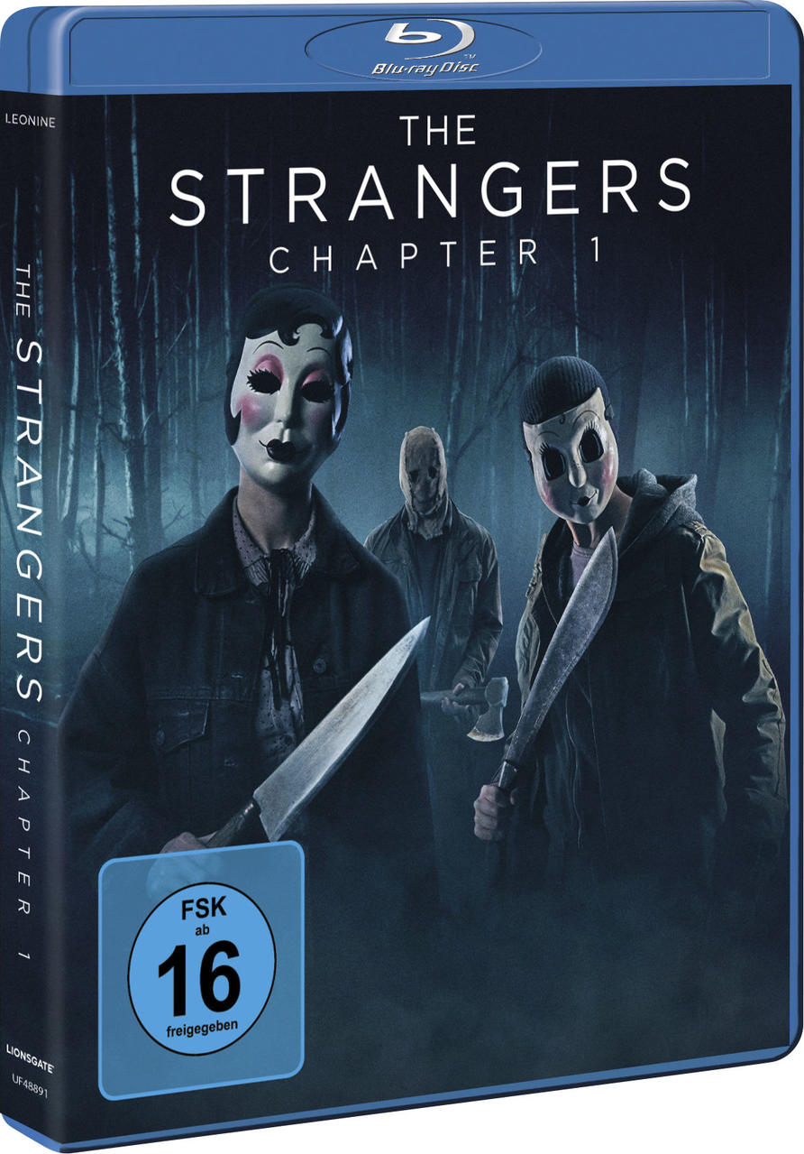 DVD-Cover von 'The Strangers: Chapter 1' mit maskierten Figuren.