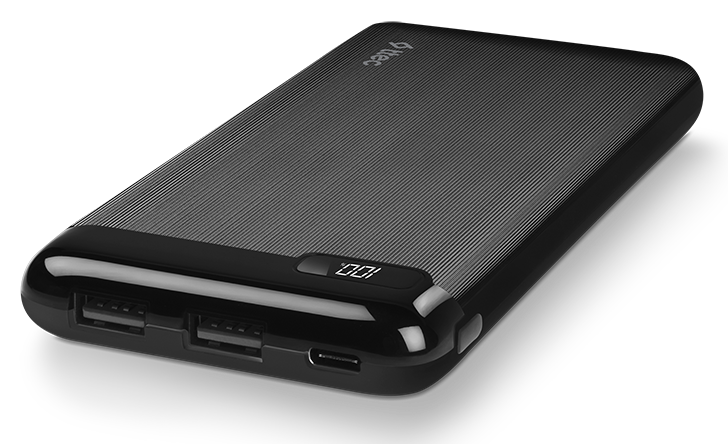 TTEC PowerSlim powerbank USB-C csatlakozással, LCD kijelzővel, 10 000 mAh, fekete (2BB183S)
