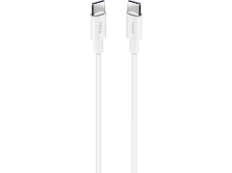 TTEC gyors töltő-és adatkábel USB-C / csatlakozással 65W 2m, fehér (2DK45B)