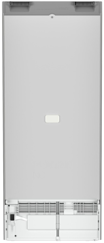 Widok z tyłu lodówki, pokazujący tylny panel i elementy wewnętrzne.