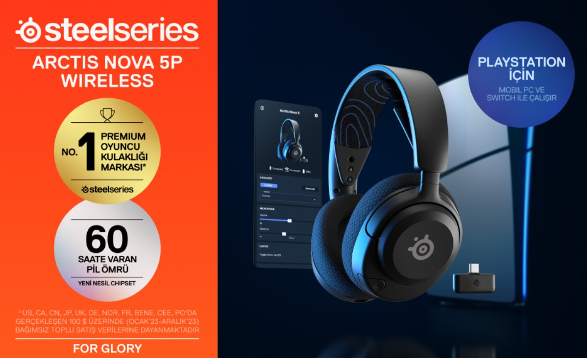 STEELSERIES Arctis Nova 5P Wireless & Bluetooth Kablosuz Kulak