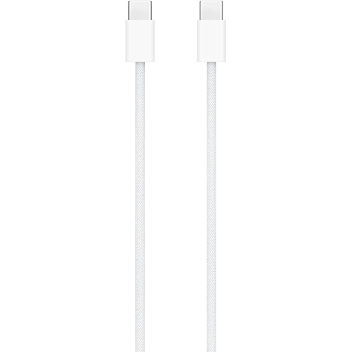 Two white USB-C cables with white connectors, straight against a white background.