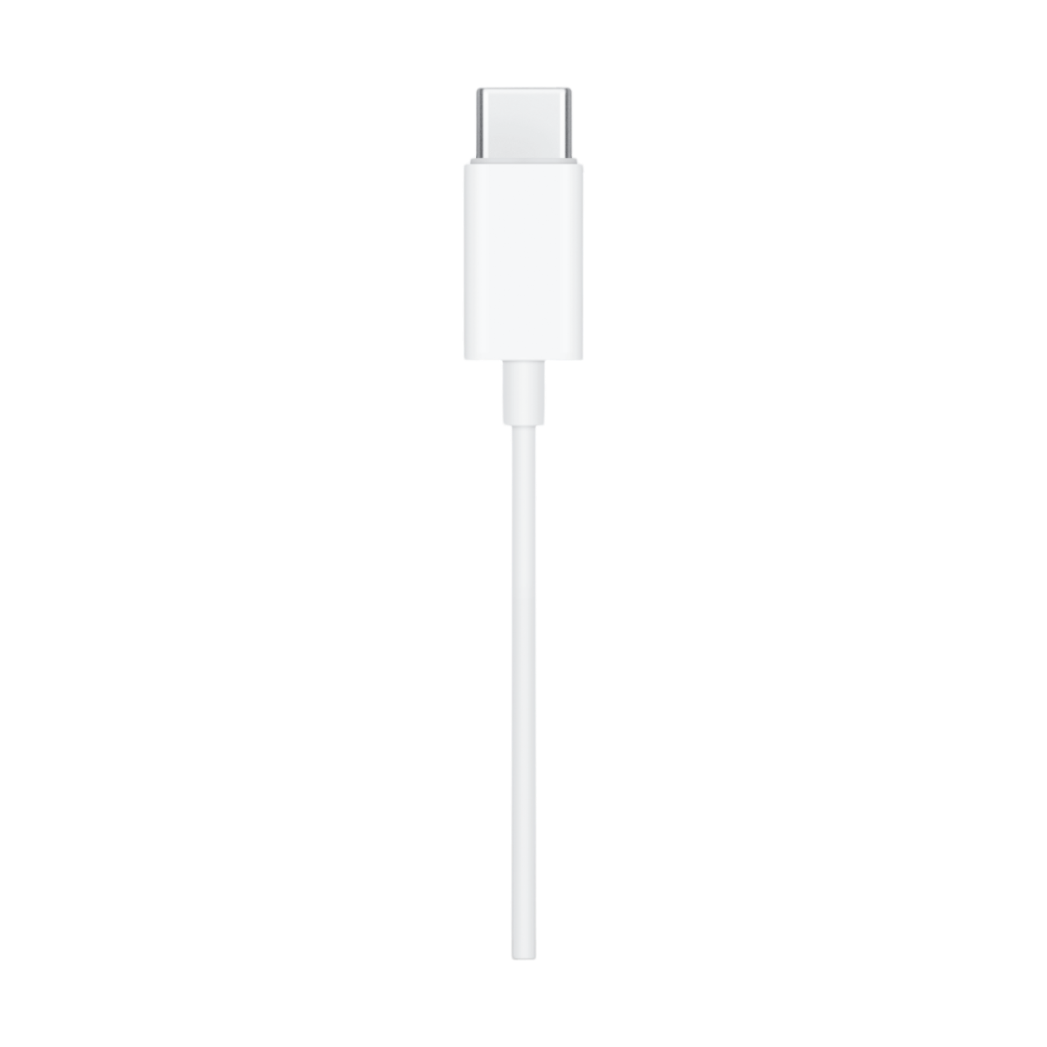 Witte USB-C-kabel op een zwarte achtergrond.