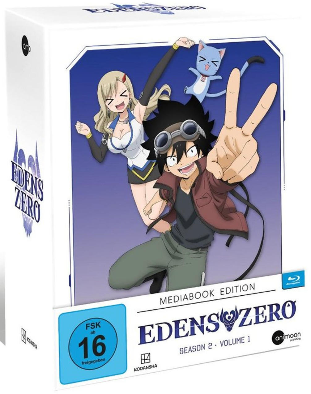 Eine Box für Edens Zero Staffel 2 Band 1. Zeigt Anime-Charaktere. Enthält Blu-ray und Buch.