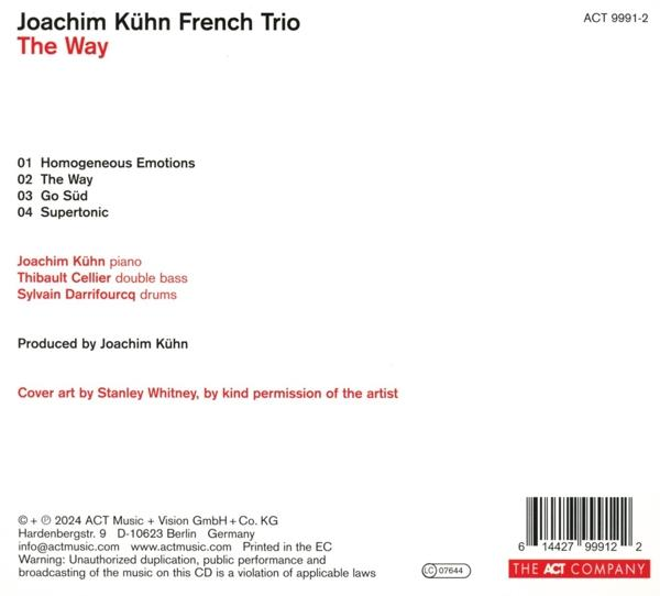 CD-Cover: Joachim Kühn French Trio, 'The Way'. Listet Titel, Credits und Copyright-Infos.