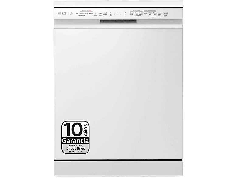 REACONDICIONADO Seminuevo Excelente Lavavajillas - LG DF243FWS, 14 servicios, 10 programas, 60 cm, 3ª bandeja, TrueSteam™, QuadWash™, Blanco