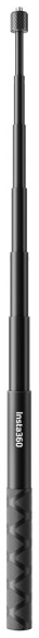Fekete, teleszkópos monopod, felfelé kinyújtva. A monopod texturált markolattal rendelkezik.
