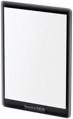 Insta360 lencsevédő. Fekete keret, fehér lencse.