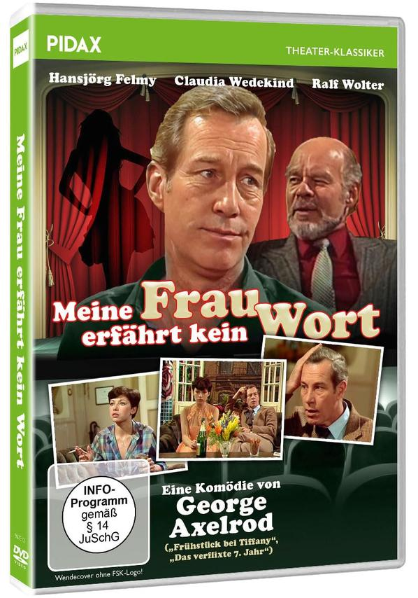 DVD-Cover eines deutschen Theaterstücks mit drei Schauspielern. Text: „Meine Frau erfährt kein Wort“.