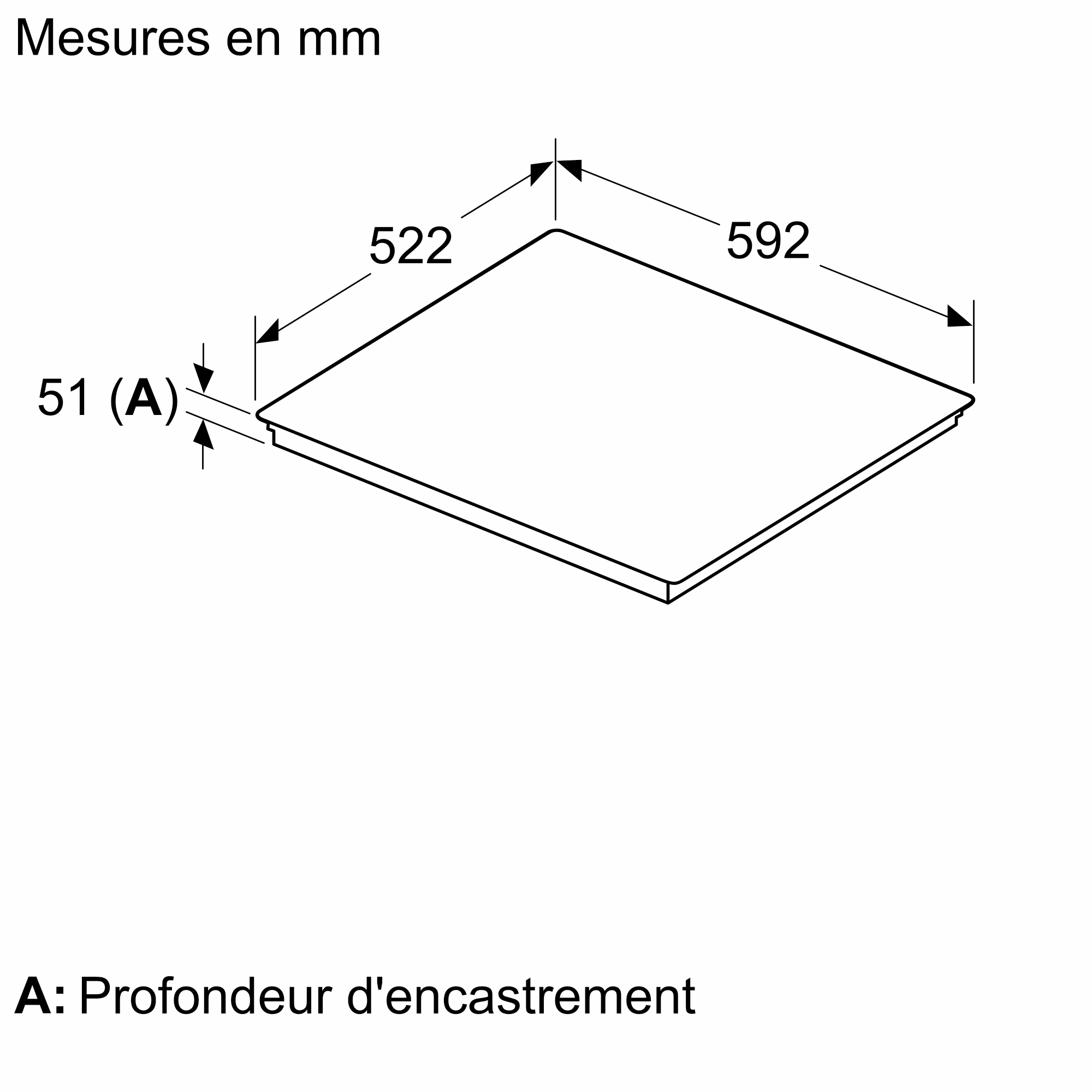 Diagram with dimensions in mm of a rectangular shape. 