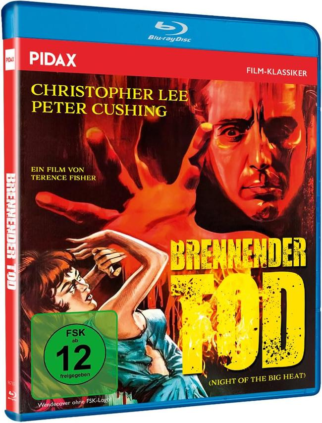 Blu-ray-Filmcover mit einer dramatischen Szene mit Christopher Lee und Peter Cushing.