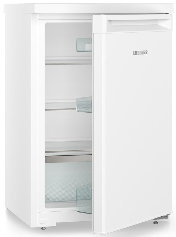 Biała lodówka z otwartymi drzwiami, pokazująca półki w środku.