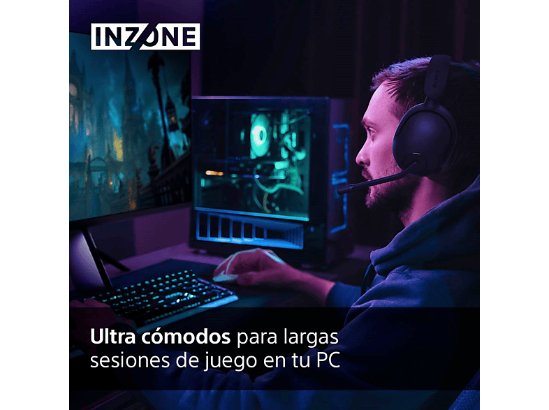 Auriculares gaming - Sony INZONE H5, Inalámbricos, Sonido espacial 360, 28h, Baja latencia, Micrófono con IA, PC / PlayStation 5 (PS5), Negro – imagen 2