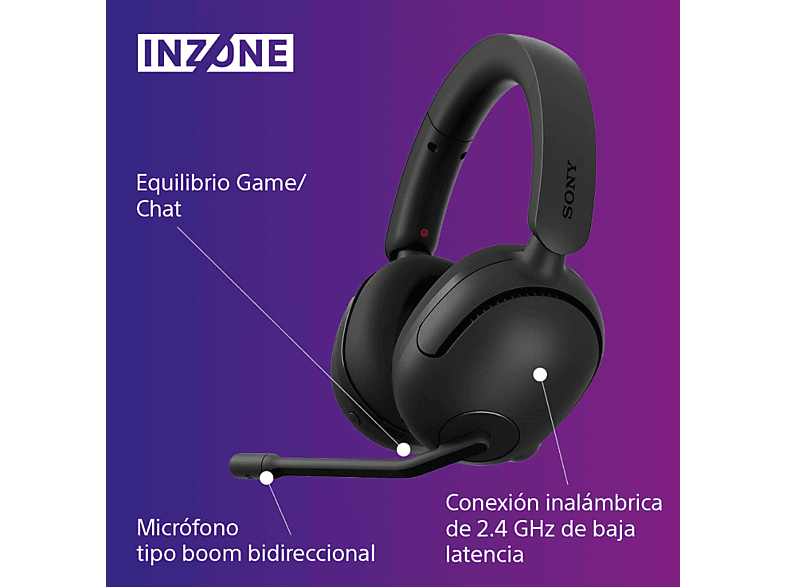Auriculares gaming - Sony INZONE H5, Inalámbricos, Sonido espacial 360, 28h, Baja latencia, Micrófono con IA, PC / PlayStation 5 (PS5), Negro – imagen 3
