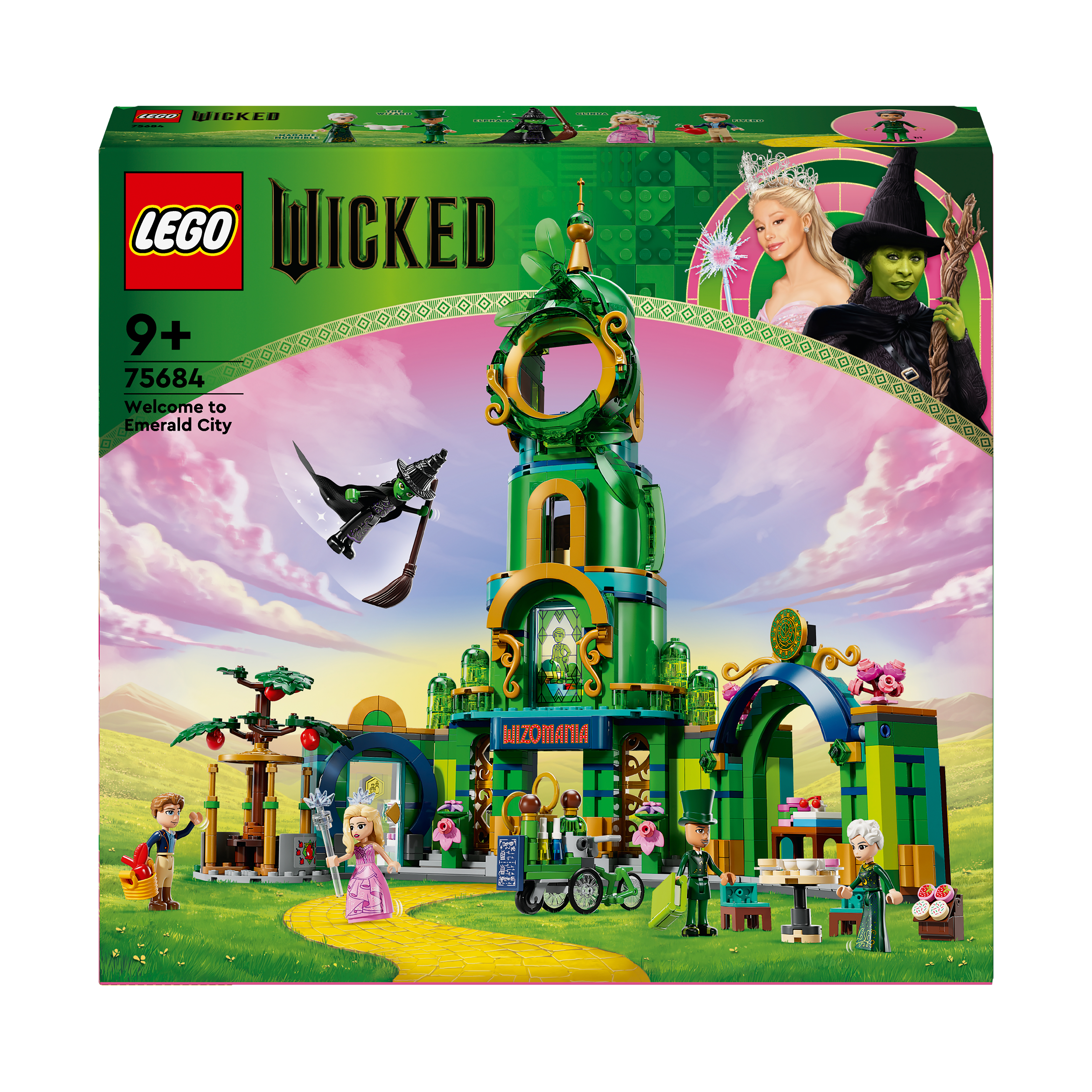 LEGO Wicked Box-Set mit der Smaragdstadt und Glinda und Elphaba auf dem Cover.