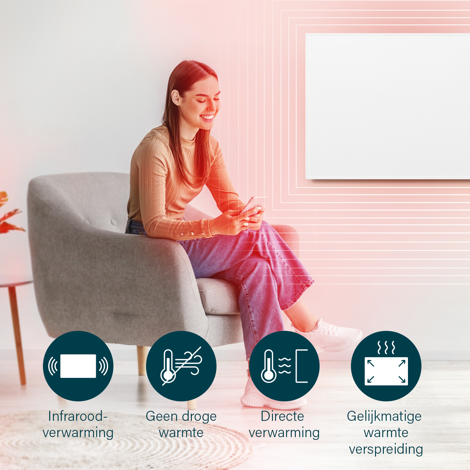 PRINCESS Smart infrarood Paneelverwarming 700 W (01.348070.01.001)