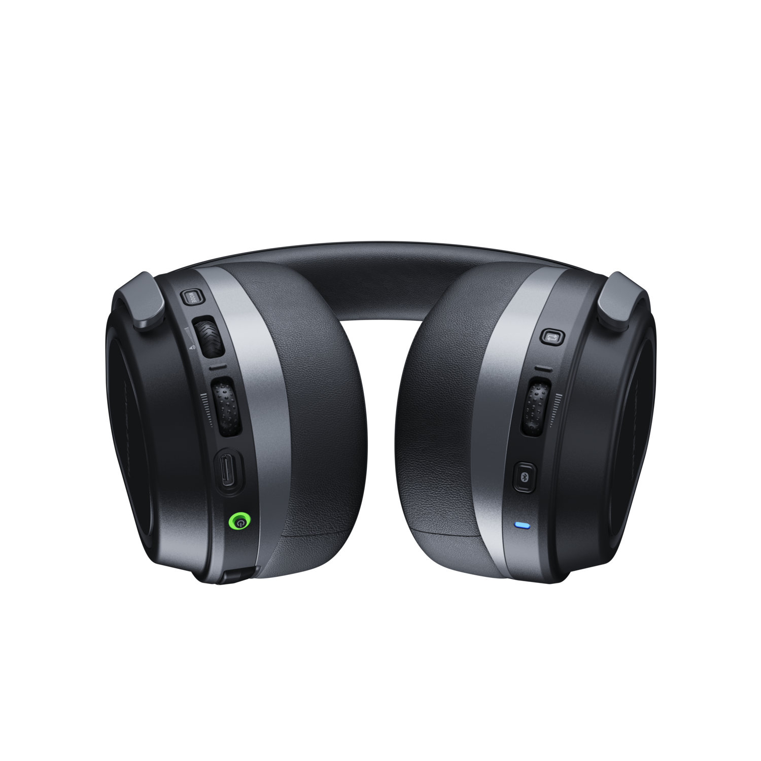 Black headphones. The earcups are dark, with silver accents.