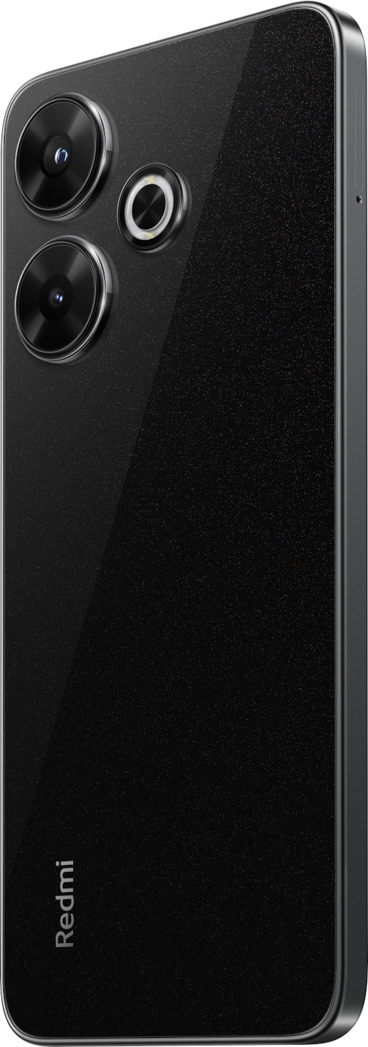 Téléphone noir avec trois caméras à l'arrière, montrant l'arrière du téléphone.