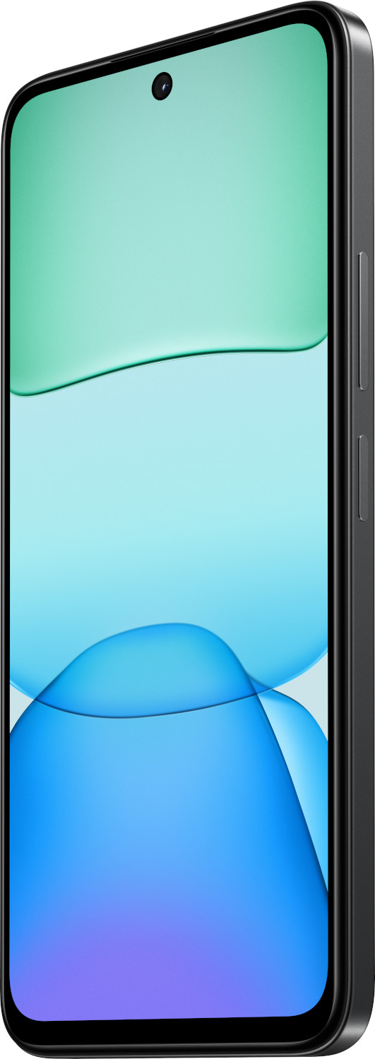 Un smartphone dans un étui, avec un fond d'écran abstrait et coloré.
