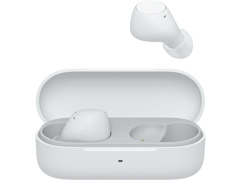 Auriculares True Wireless - Sony WFC510W, Ligeros, Bluetooth, iOS, Android, Multipunto, Sonido ambiente, Spotify Tap, Carga rápida, 22h, IPX4, Blanco