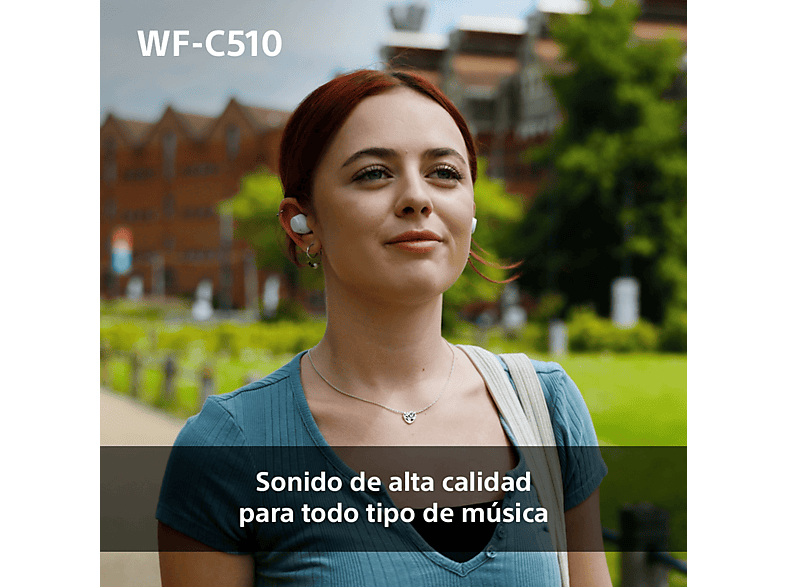 Auriculares True Wireless - Sony WFC510Y, Ligeros, Bluetooth, iOS, Android, Multipunto, Sonido ambiente, Spotify Tap, Carga rápida, 22h, IPX4,Amarillo
