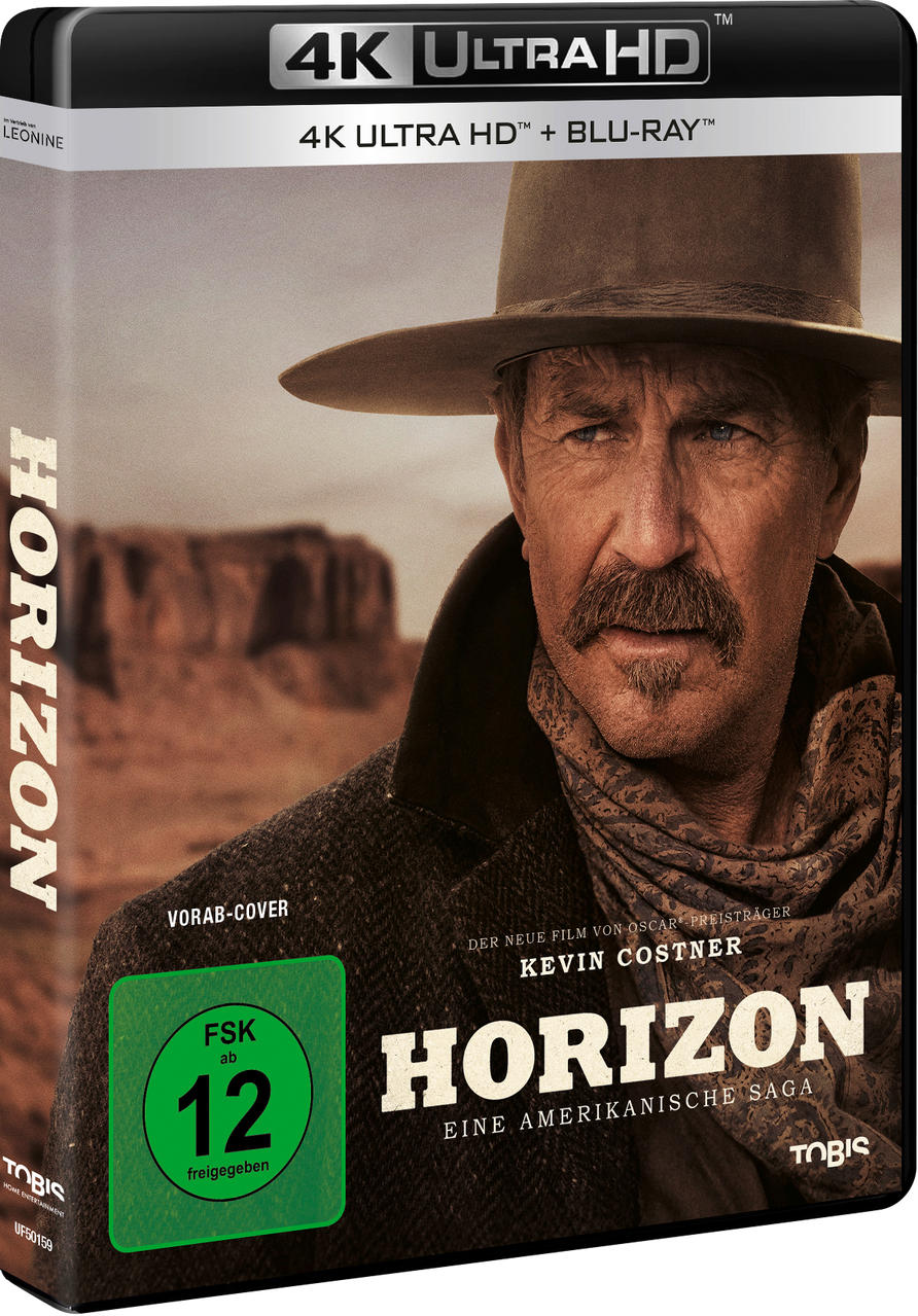 DVD-Cover für den Film Horizon. Kevin Costner mit Cowboyhut.